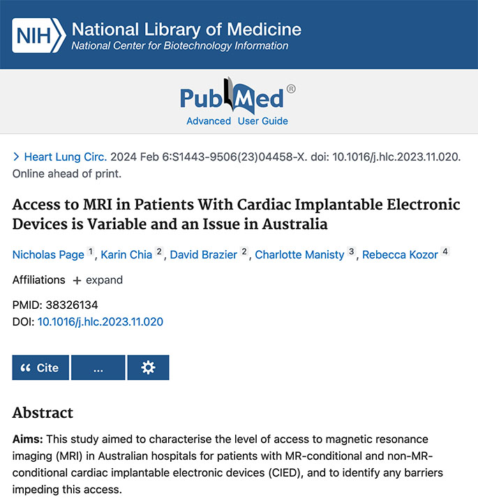 Access to MRI in Patients With Cardiac Implantable Electronic Devices is Variable and an Issue in Australia 