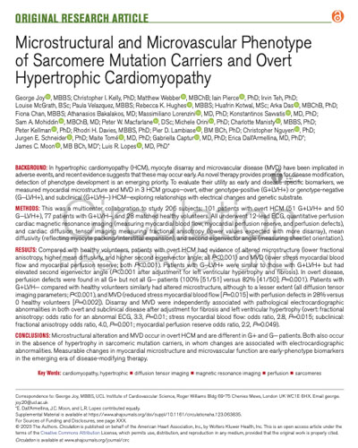 Microstructural and Microvascular Phenotype of Sarcomere Mutation Carriers and Overt Hypertrophic Cardiomyopathy