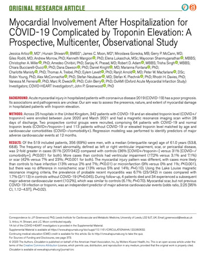 Myocardial Involvement After Hospitalization for COVID-19 Complicated by Troponin Elevation: A Prospective, Multicenter, Observational Study