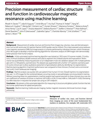Precision measurement of cardiac structure and function in cardiovascular magnetic resonance using machine learning